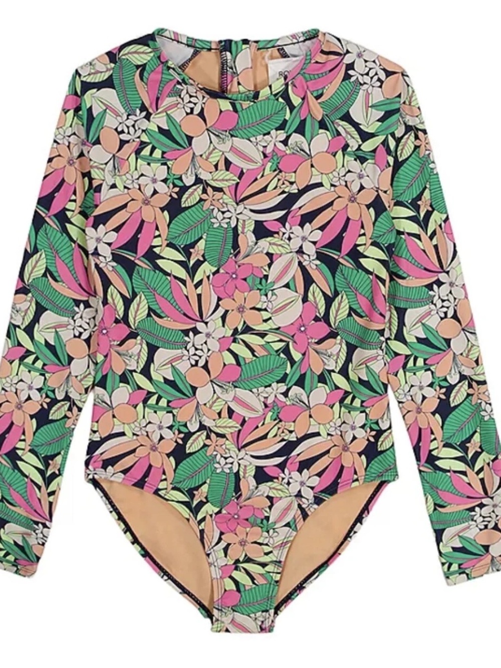 Roxy Girls Tropical Floral Rashguard Swimsuit size 10 NWT